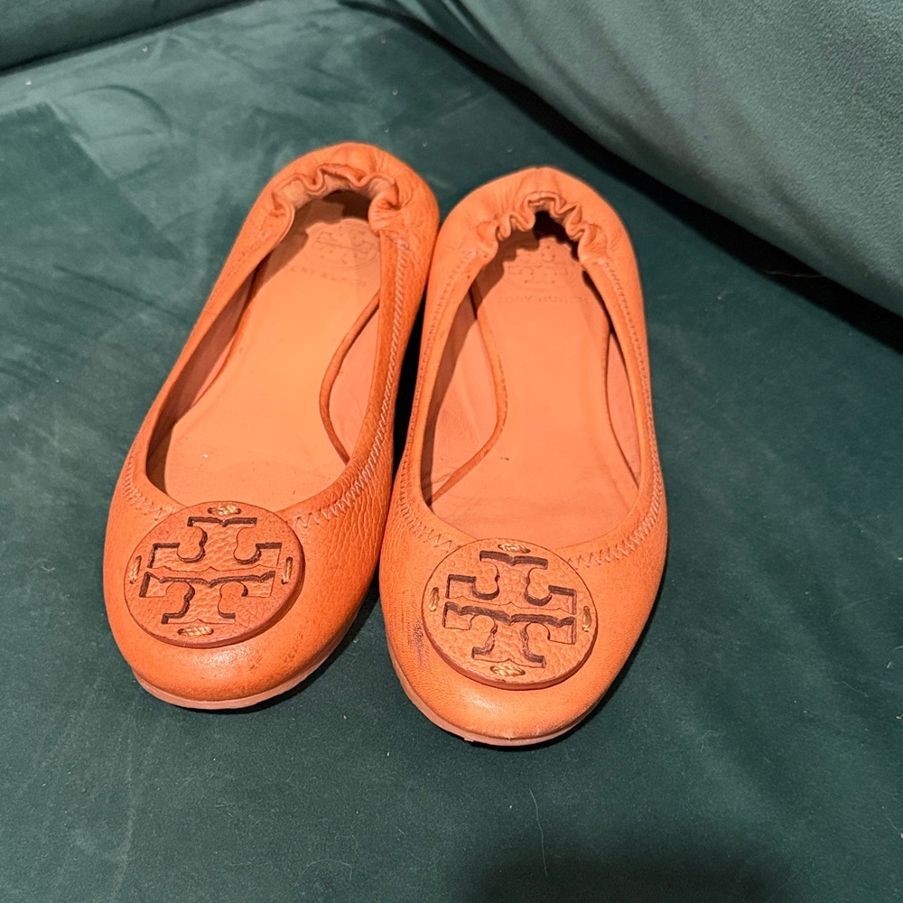 Tory Burch Tan Mini Travel Ballet Flats